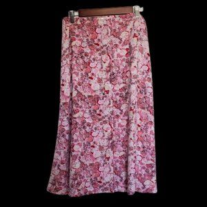 3for $25 VINTAGE pink floral buttondown midi skirt